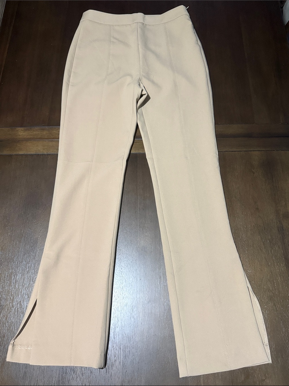 Zara Beige Boot-Cut Flare Pants with Side Slits Large